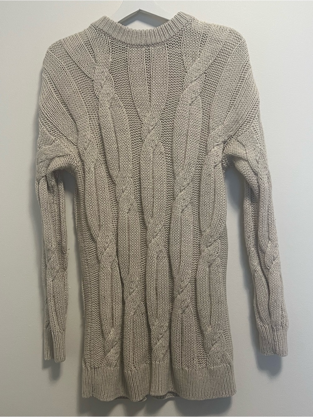 Cozy Cable Knit Crewneck Sweater Dress in Cream